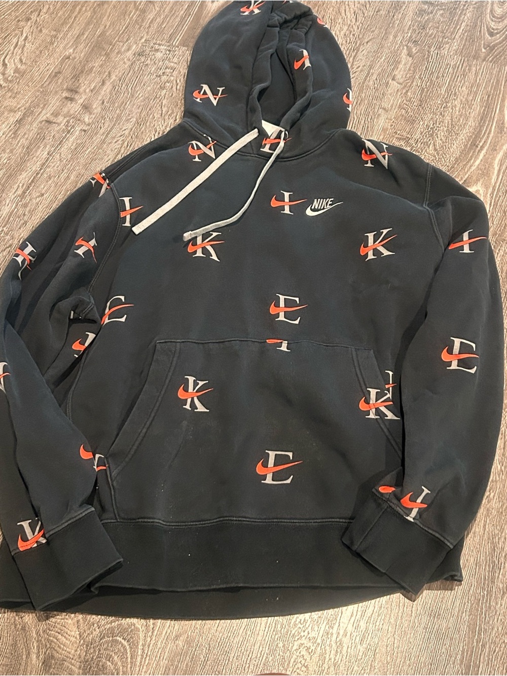 Nike Black Pullover Hoodie with Orange Accent Logos